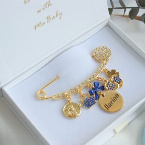 XXL Baby-Geschenkset mit 18k Pin Gravur blau