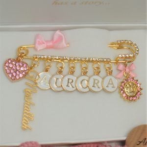 Anstecknadel Mashallah, Allah, Herz pink