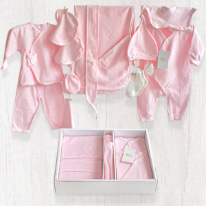Geschenkbox Erstausstattung Baby 15-teilig pink 0-3 Mt